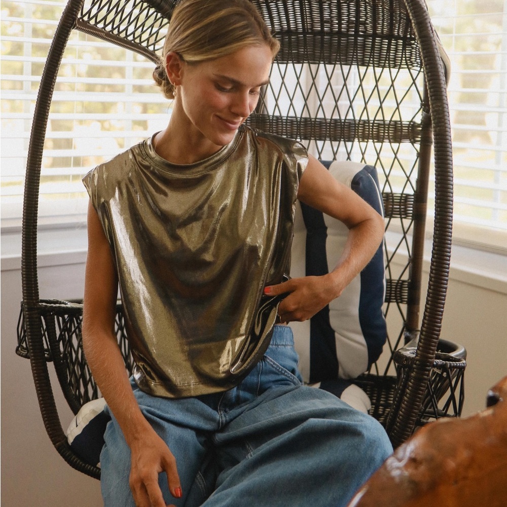 Metallic Gold Sleeveless Top